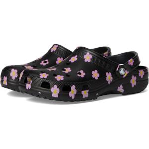 Crocs Unisex-Adult Classic Graphic Clogs(Black/Flowers)