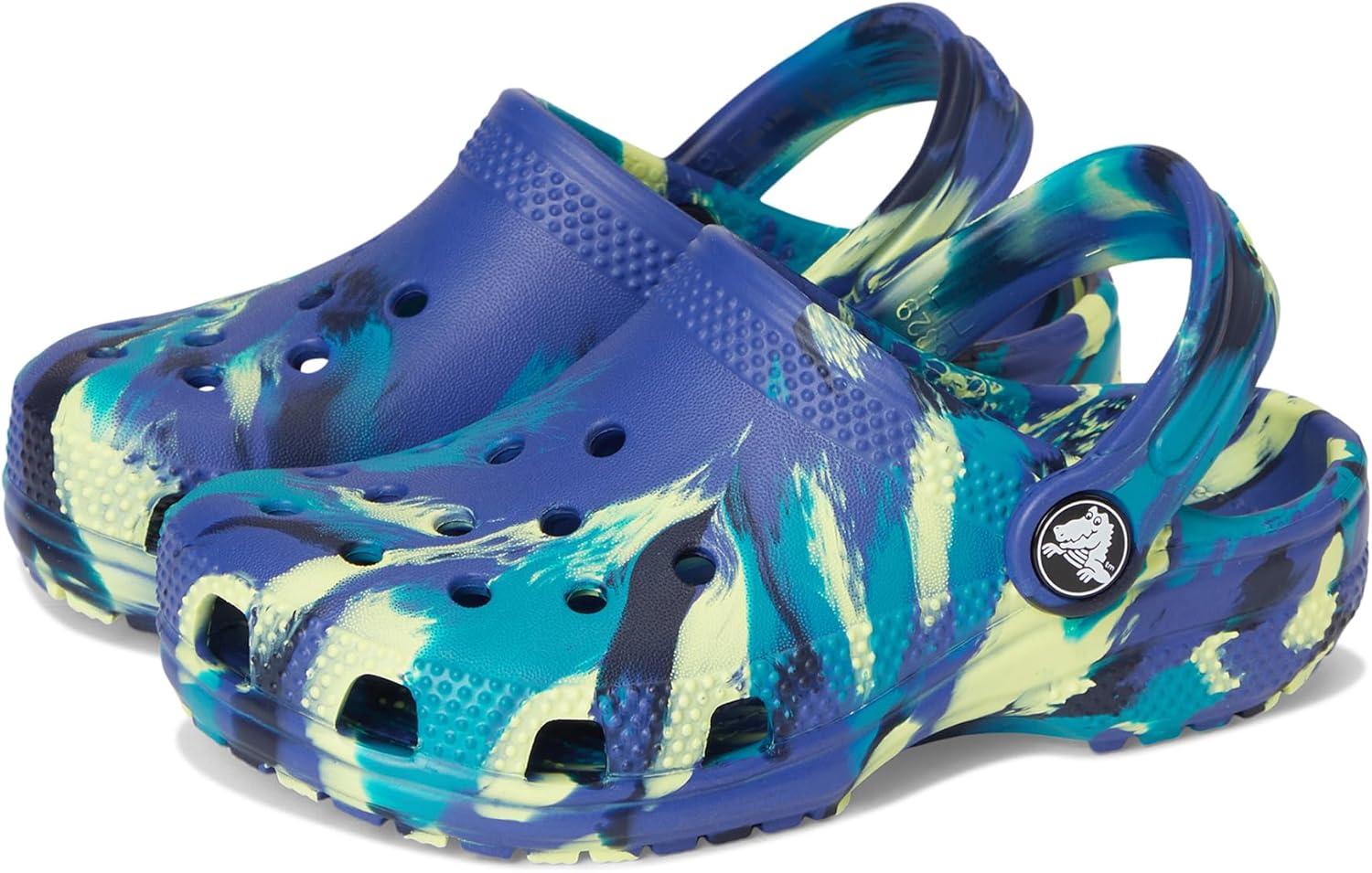 image:imageCrocs UnisexChild Classic Watercolor Marbled Clog KNavyTurbo Teal