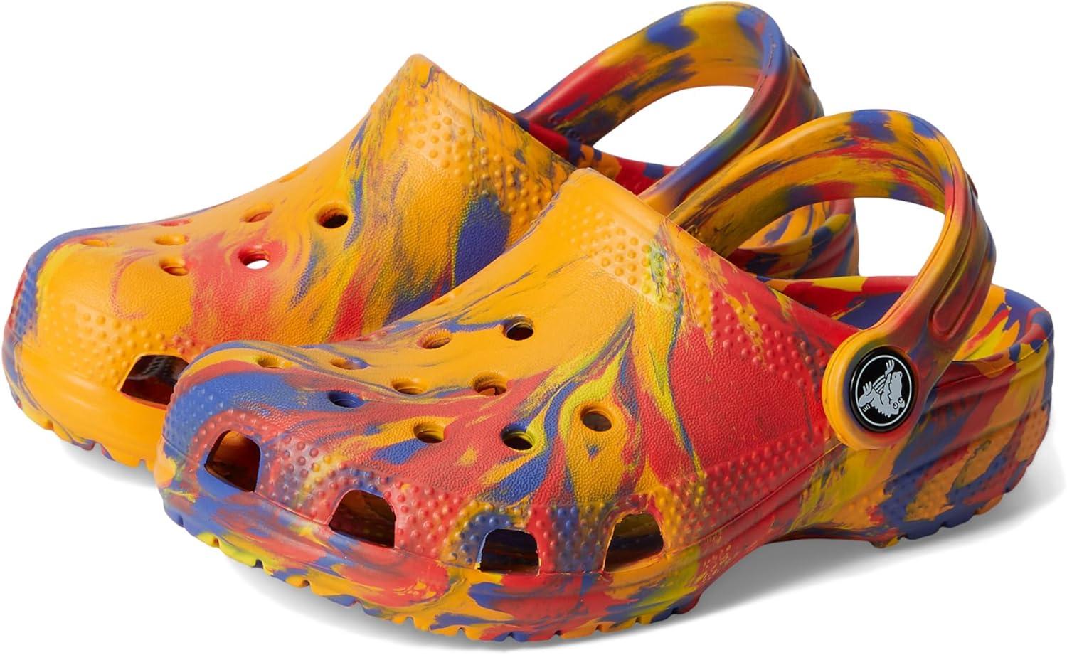 image:imageCrocs UnisexChild Classic Watercolor Marbled Clog KOrange ZingMulti