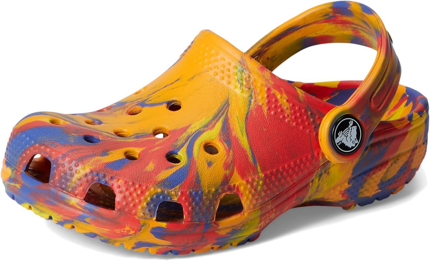 image:imageCrocs UnisexChild Classic Watercolor Marbled Clog KOrange ZingMulti