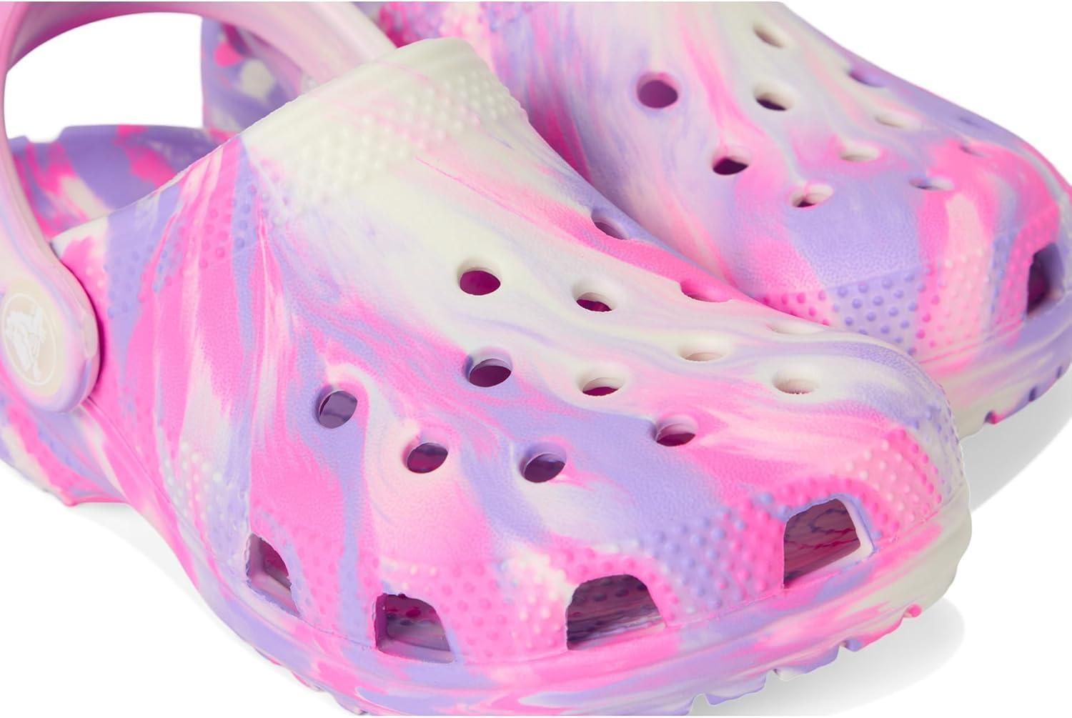 image:imageCrocs UnisexChild Classic Watercolor Marbled Clog KPink CrushMulti Glow in the Dark