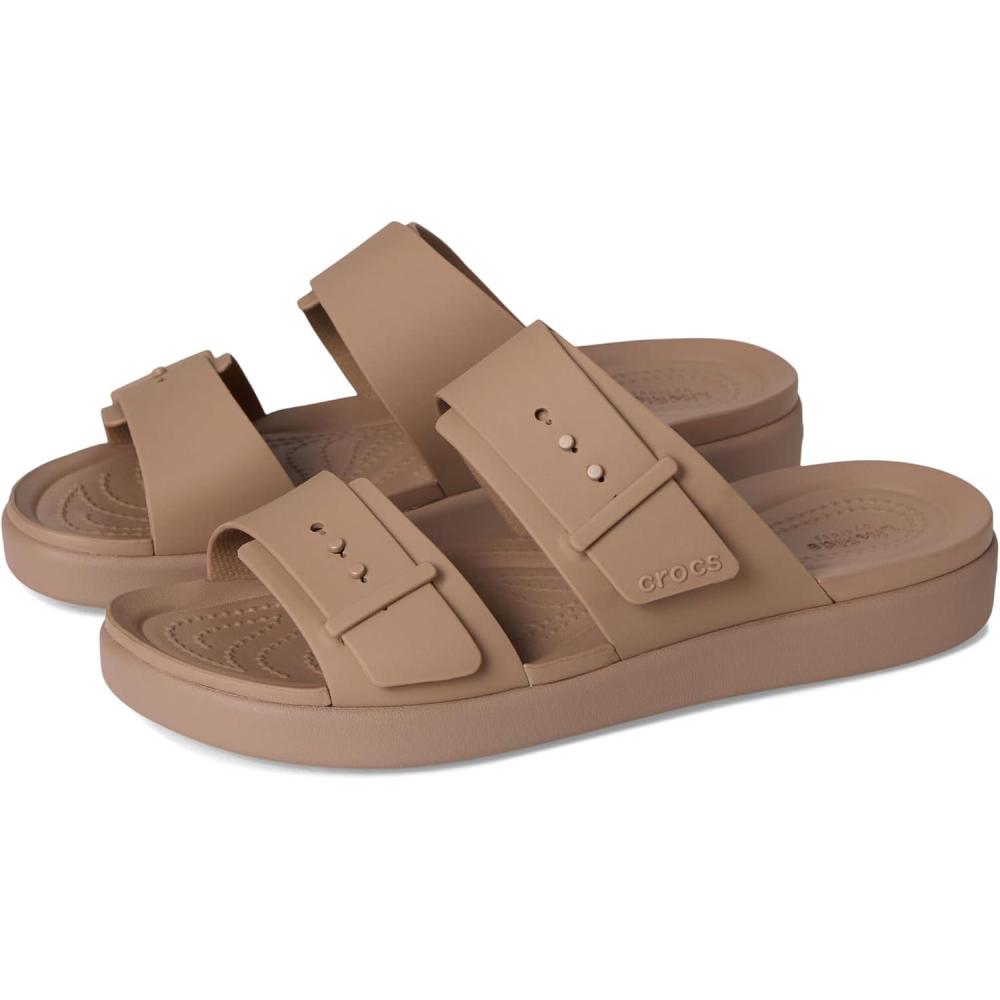 image:imageCrocs Womens Brooklyn Buckle Low SandalsLatte