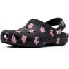 Crocs Kids Unisex Classic Clogs with Patterns and Graphics (Toddler/Little Kid/Big Kid) Black/Flowers 4 Big Kid Medium