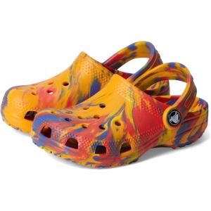 Crocs Unisex-Child Classic Watercolor Marbled Clog K(Orange Zing/Multi)