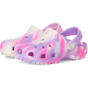Crocs Unisex-Child Classic Watercolor Marbled Clog K(Pink Crush/Multi Glow in the Dark)