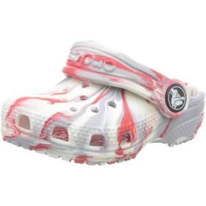 Crocs Unisex-Child Classic Watercolor Marbled Clog K(White/Flame)