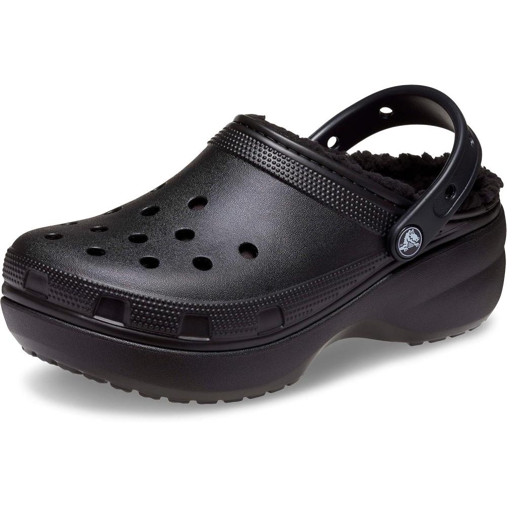 image:imageCrocs Womens Classic Lined Platform ClogsBlack