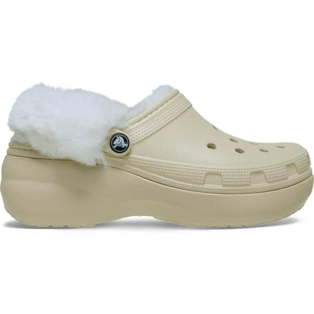 image:imageCrocs Womens Classic Lined Platform ClogsBone Fuzzy