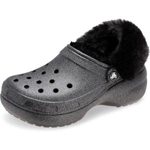 Crocs Women’s Classic Lined Platform Clogs(Black Glitter)
