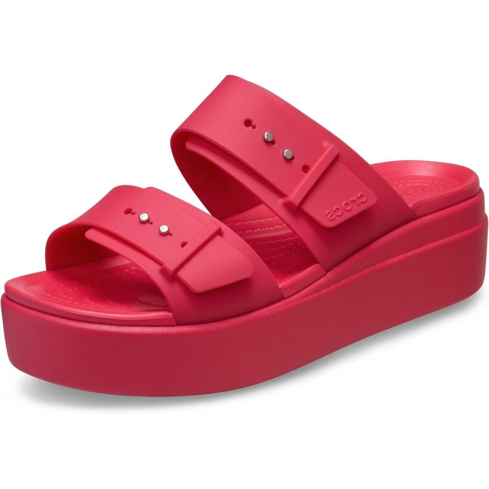 image:imageCrocs Womens Brooklyn Buckle Low WedgesDigital Rasberry
