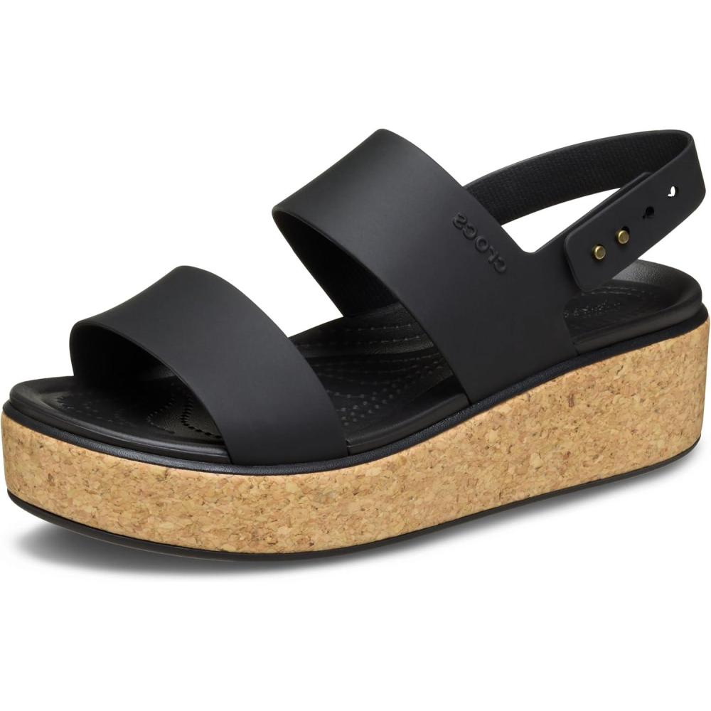 image:imageCrocs Womens Brooklyn Cork Low WedgeBlackBlack