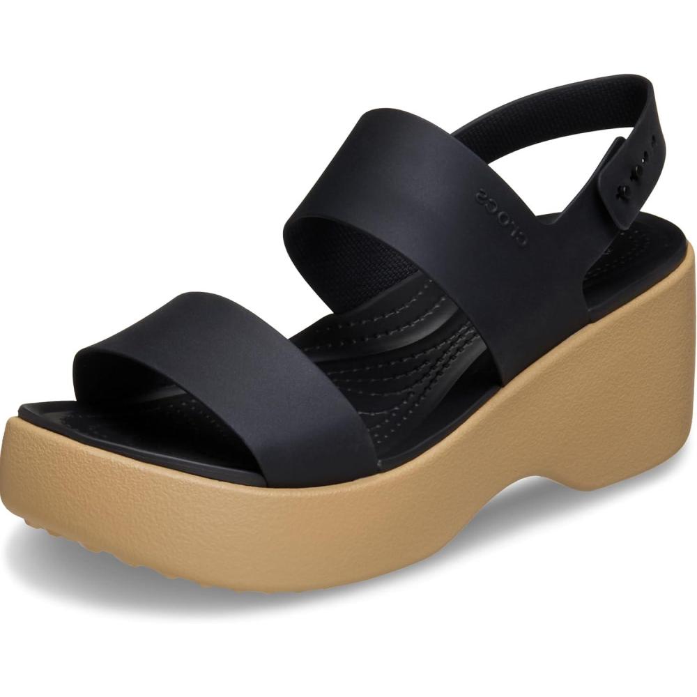 image:imageCrocs womens Brooklyn Sky Sandals Wedge SandalsBlackCashew