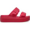 Crocs Women’s Brooklyn Buckle Low Wedges(Digital Rasberry)