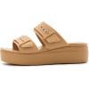 Crocs Women’s Brooklyn Buckle Low Wedges(Umber)