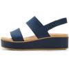 Crocs Women’s Brooklyn Cork Low Wedge(Navy/Cashew)