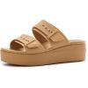 Crocs Women’s Brooklyn Buckle Low Wedges(Umber)
