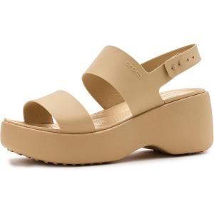 Crocs womens Brooklyn Sky Sandals, Wedge Sandals(Cashew)