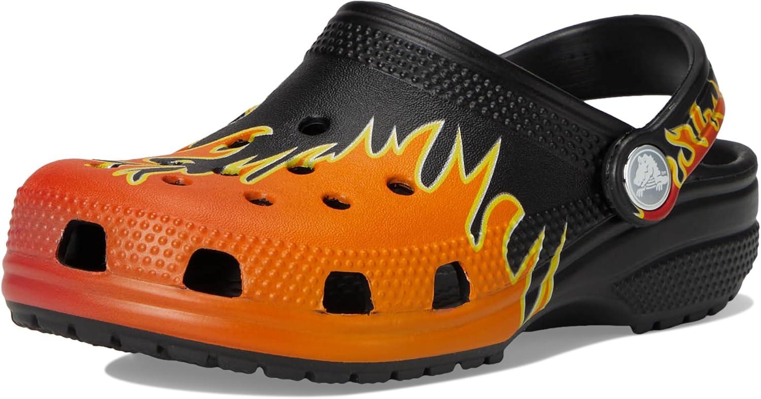 image:imageCrocs Boys Classic Graphic Monster Print ClogsBlackMulti Flames