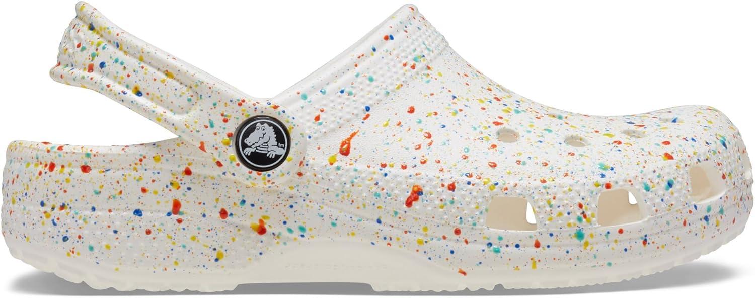 image:imageCrocs Boys Classic Graphic Monster Print ClogsWhiteMulti Paint Splatter