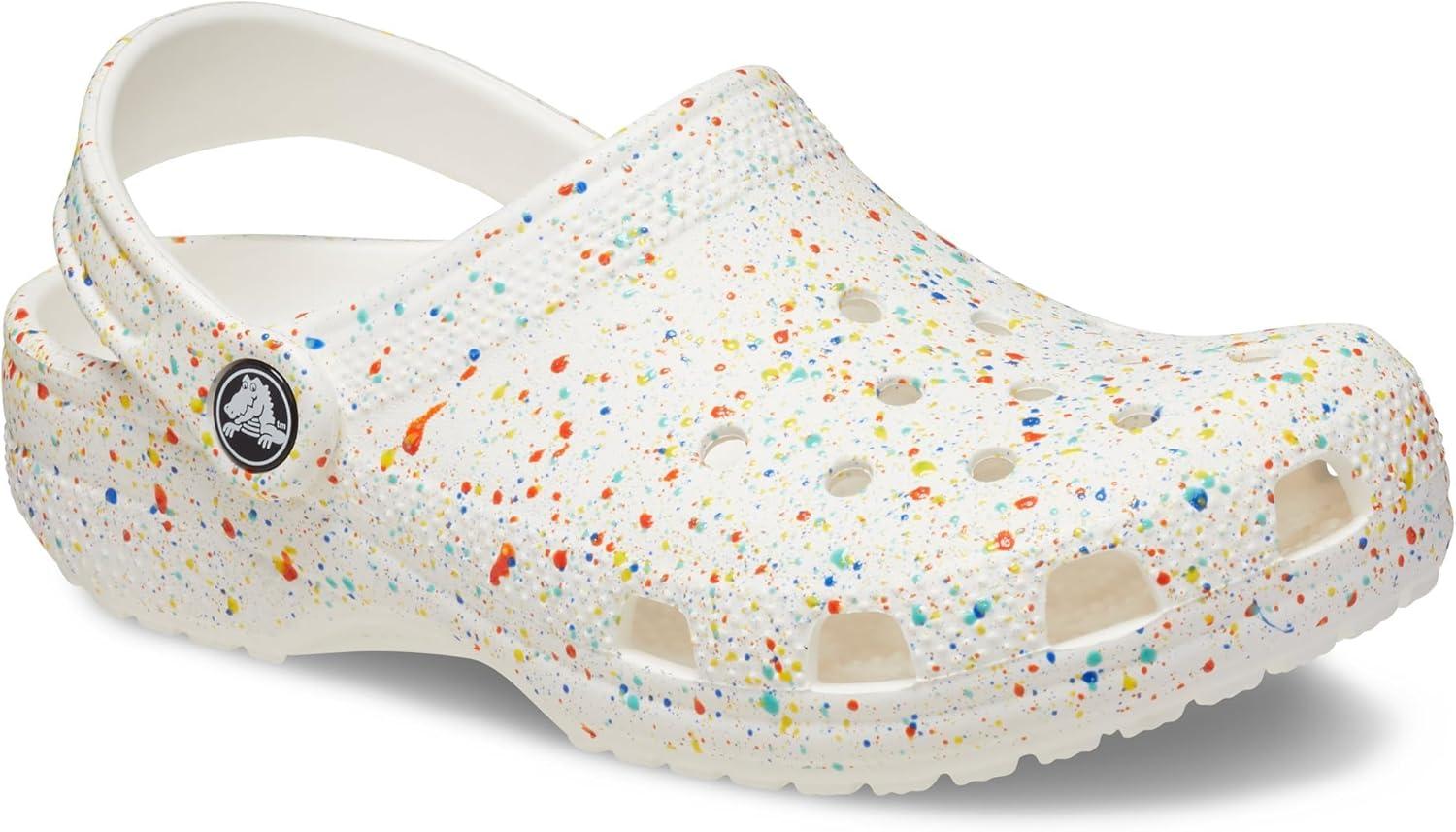 image:imageCrocs Boys Classic Graphic Monster Print ClogsWhiteMulti Paint Splatter