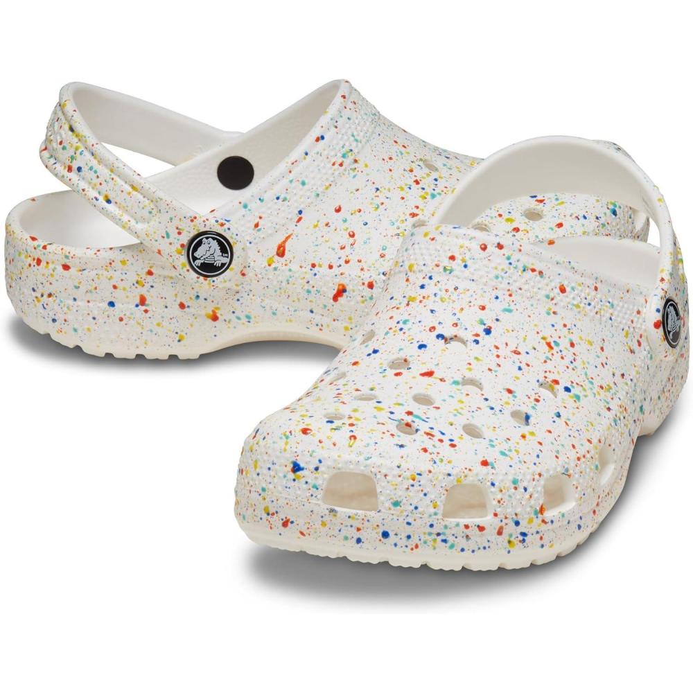 image:imageCrocs Boys Classic Graphic Monster Print ClogsWhiteMulti Paint Splatter