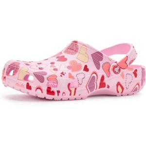 Crocs Boys’ Classic Graphic Monster Print Clogs(Pink Milk/Hearts)