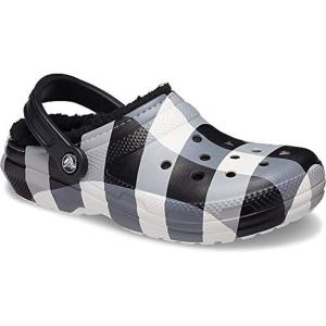 Crocs Boys’ Classic Graphic Monster Print Clogs(White Plaid)