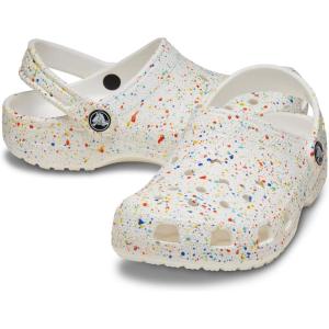 Crocs Boys’ Classic Graphic Monster Print Clogs(White/Multi Paint Splatter)