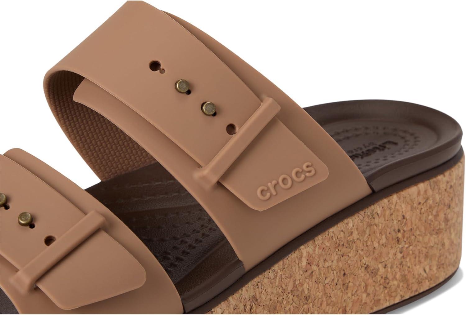 image:imageCrocs Womens Brooklyn Cork Buckle SandalsMilk Chocolate