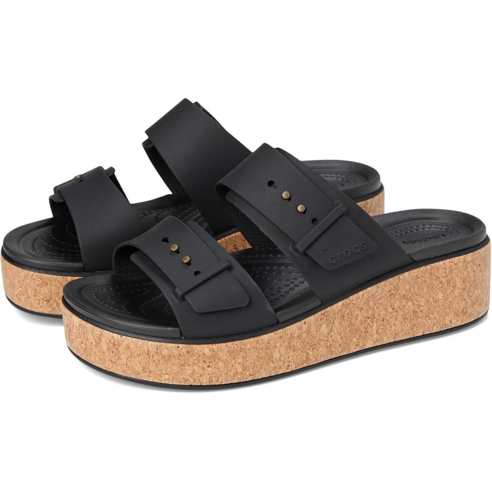 image:imageCrocs Womens Brooklyn Cork Buckle SandalsBlack