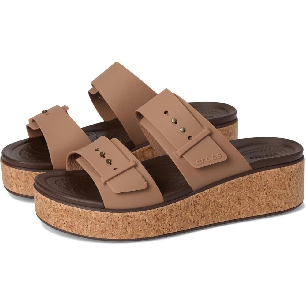 image:imageCrocs Womens Brooklyn Cork Buckle SandalsMilk Chocolate