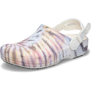 Crocs Unisex-Adult Classic Work Clogs, Slip Resistant Shoes(Chalk/Pastel Tie Dye)