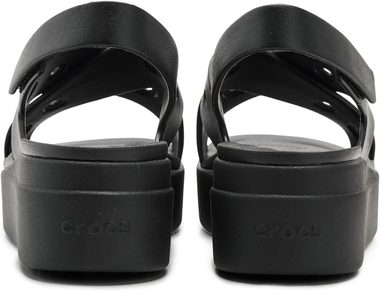 image:imageCrocs Womens Brooklyn 4U Low Wedges Platform Wedge Sandals for WomenBlackCrossstrap