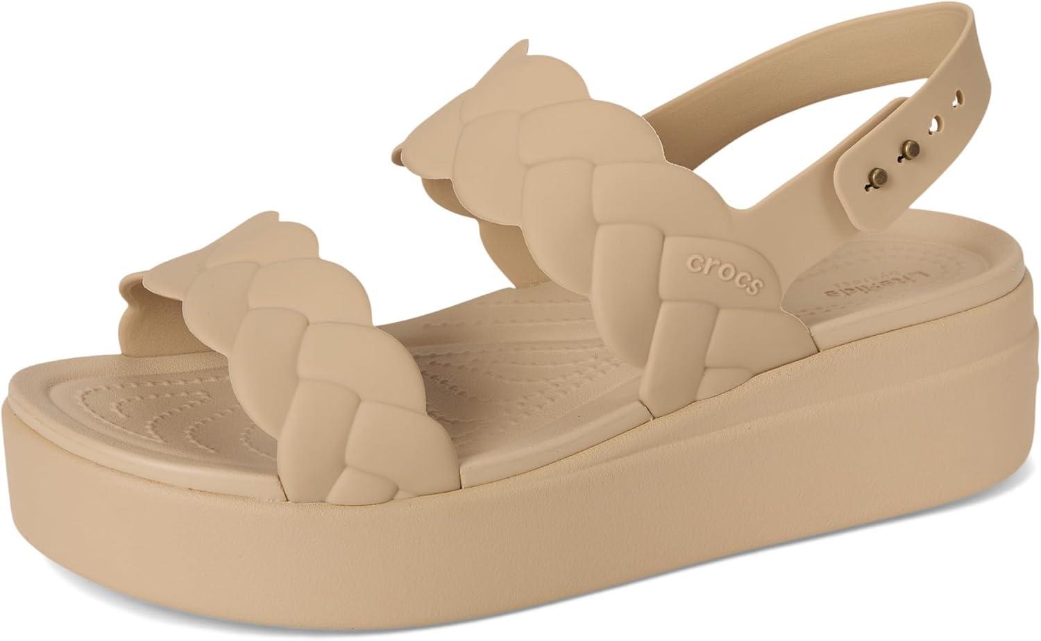 image:imageCrocs Womens Brooklyn Woven Low Wedge SandalsChai