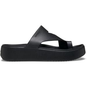 Crocs Women’s Getaway Toe Loop Platform Sandals, LiteRide Comfort, Black, 7