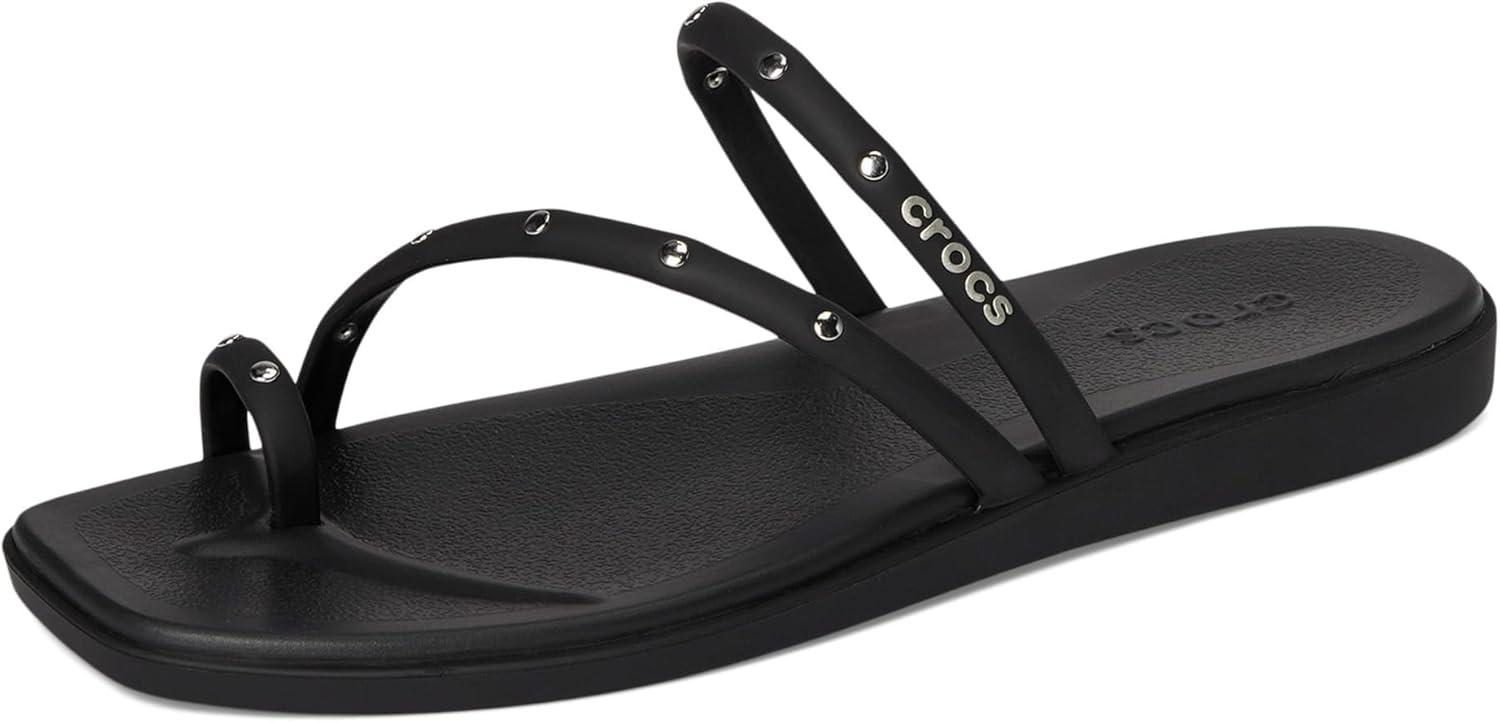 image:imageCrocs Womens Miami Toe Loop Sandal FlatBlack Studs