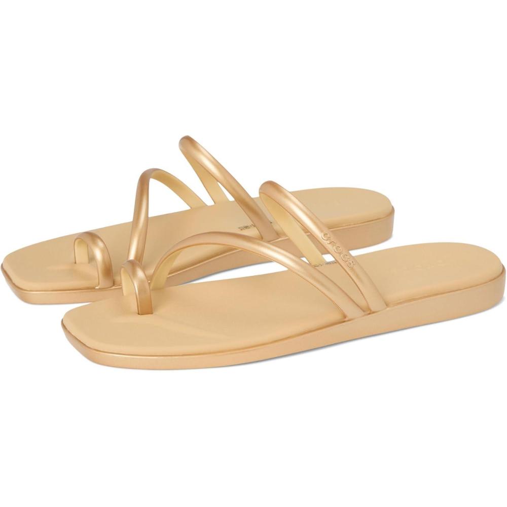image:imageCrocs Womens Miami Toe Loop Sandal FlatMetallic Gold