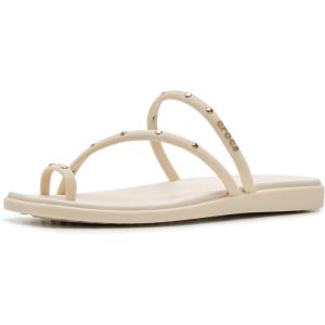 Crocs Women’s Miami Toe Loop Sandal Flat(Almond Tint)