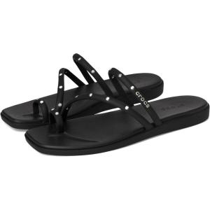 Crocs Women’s Miami Toe Loop Sandal Flat(Black Studs)