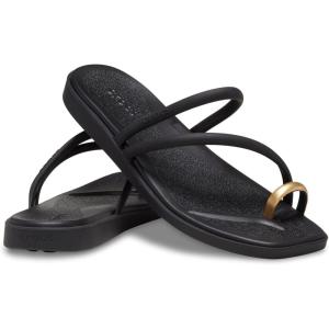 Crocs Women’s Miami Toe Loop Sandal Flat(Metallic Black)