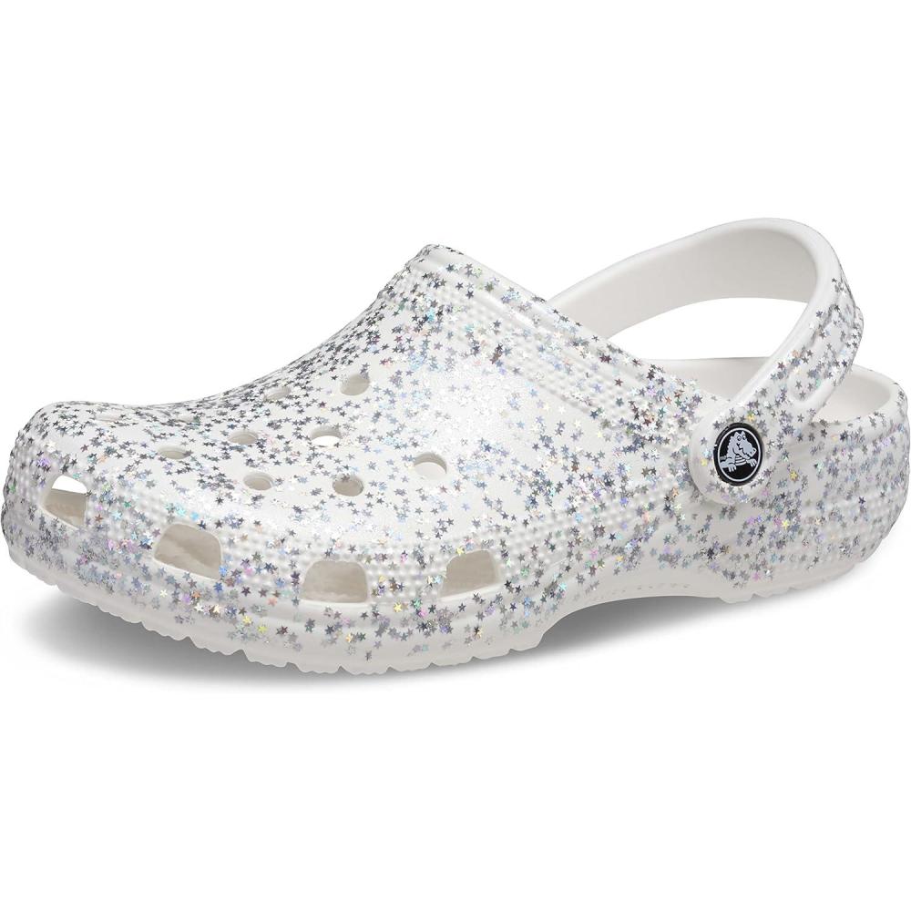 image:imageCrocs Unisex Adult Classic Glitter ClogsWhiteSilver Glitter