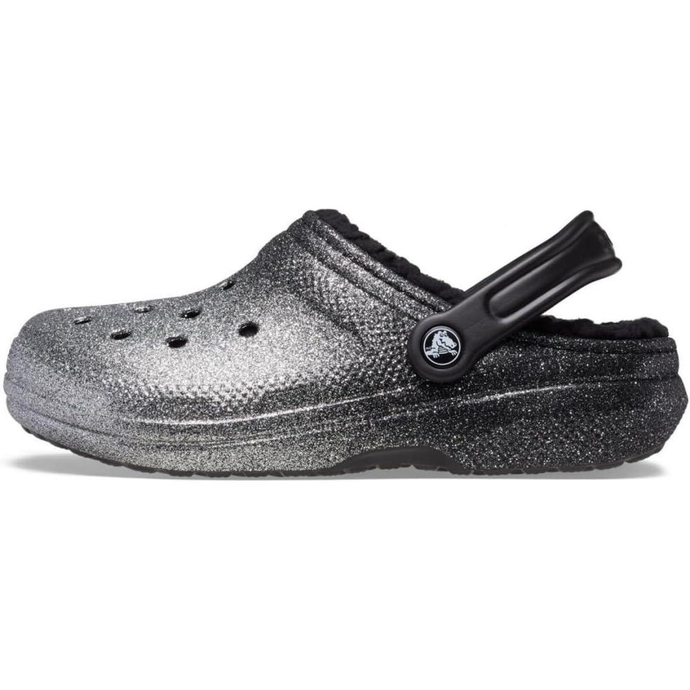 image:imageCrocs Unisex Adult Classic Lined Clog Fuzzy SlippersBlackSliver Glitter