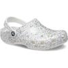 Crocs Unisex Adult Classic Glitter Clogs(White/Silver Glitter)