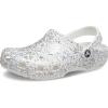 Crocs Unisex Adult Classic Glitter Clogs(White/Silver Glitter)