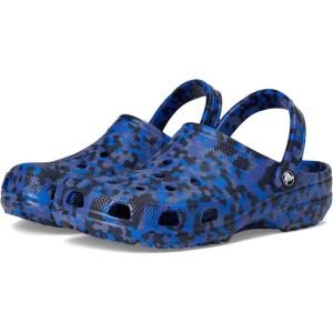 Crocs Women’s Classic Marbled Tie-dye Clogs(Blue Bolt/Multi Confetti)