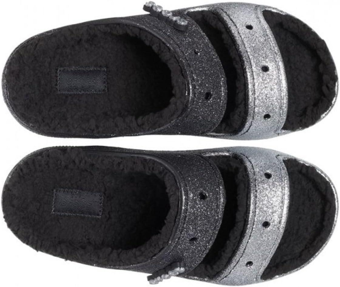 image:imageCrocs Classic Cozzzy SandalsBlackSilver Glitter