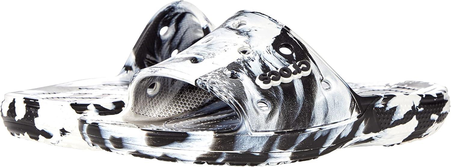 image:imageCrocs Unisex Adult Graphic Slide SandalWhiteBlack Marbled Tiedye