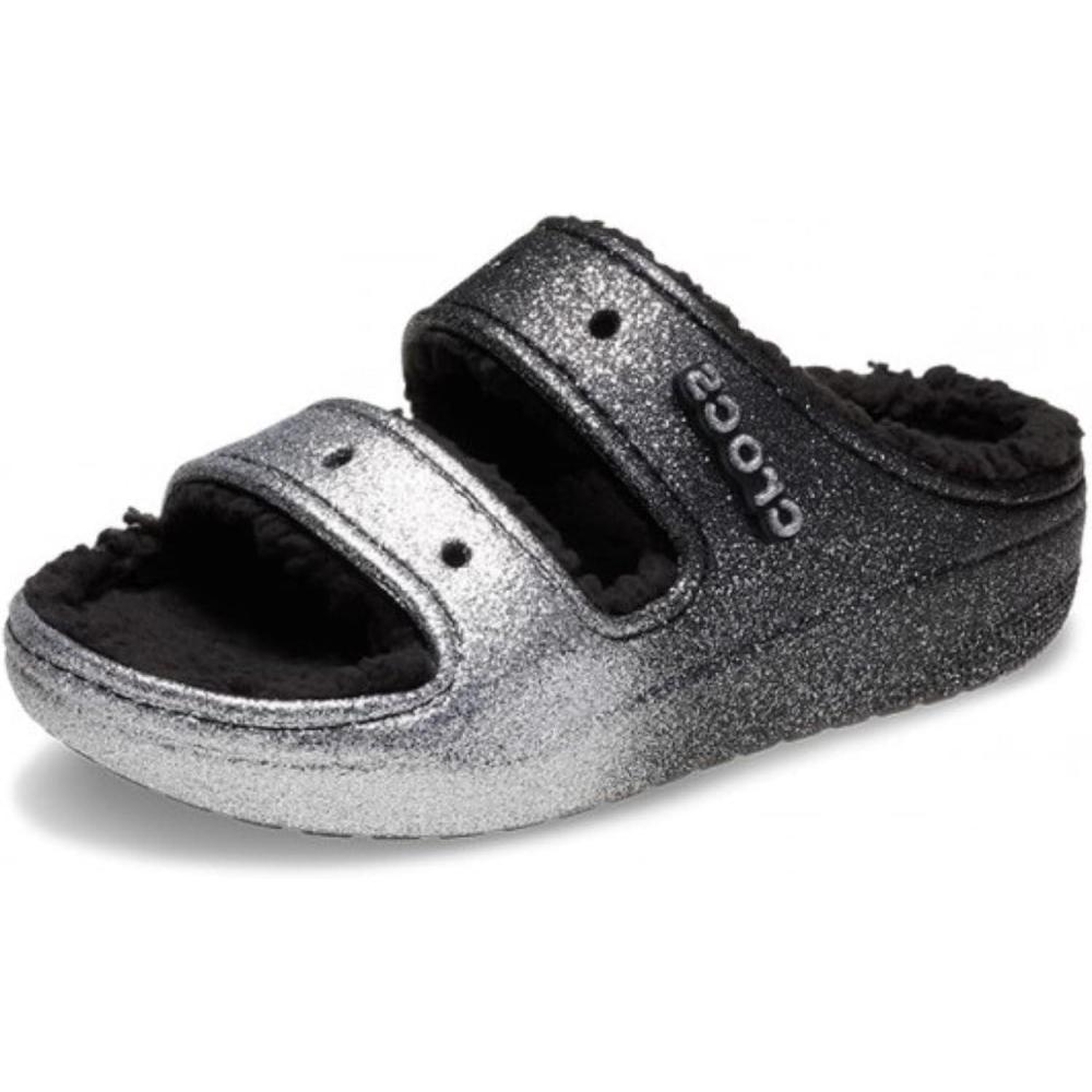 image:imageCrocs Classic Cozzzy SandalsBlackSilver Glitter
