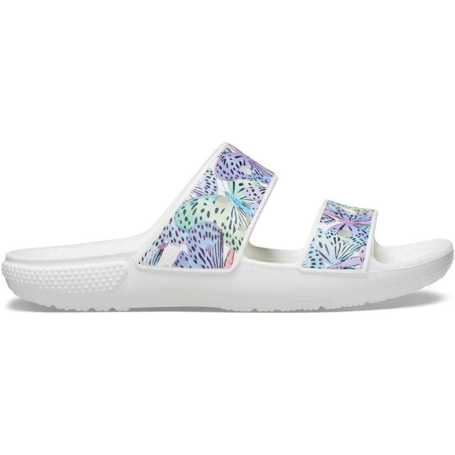 image:imageCrocs Mens Classic Slide SandalsWhiteMulti Butterfly
