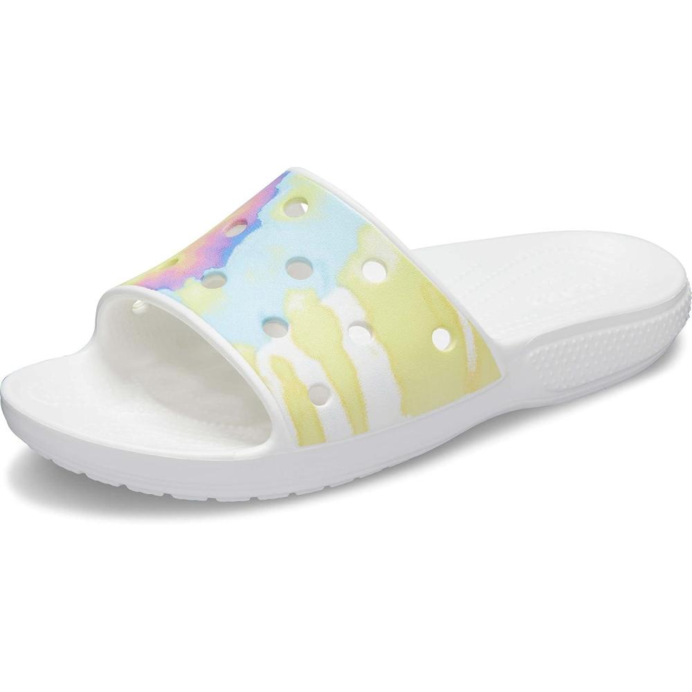 image:imageCrocs Unisex Adult Classic Graphic Slide SandalWhiteMulti Tiedye